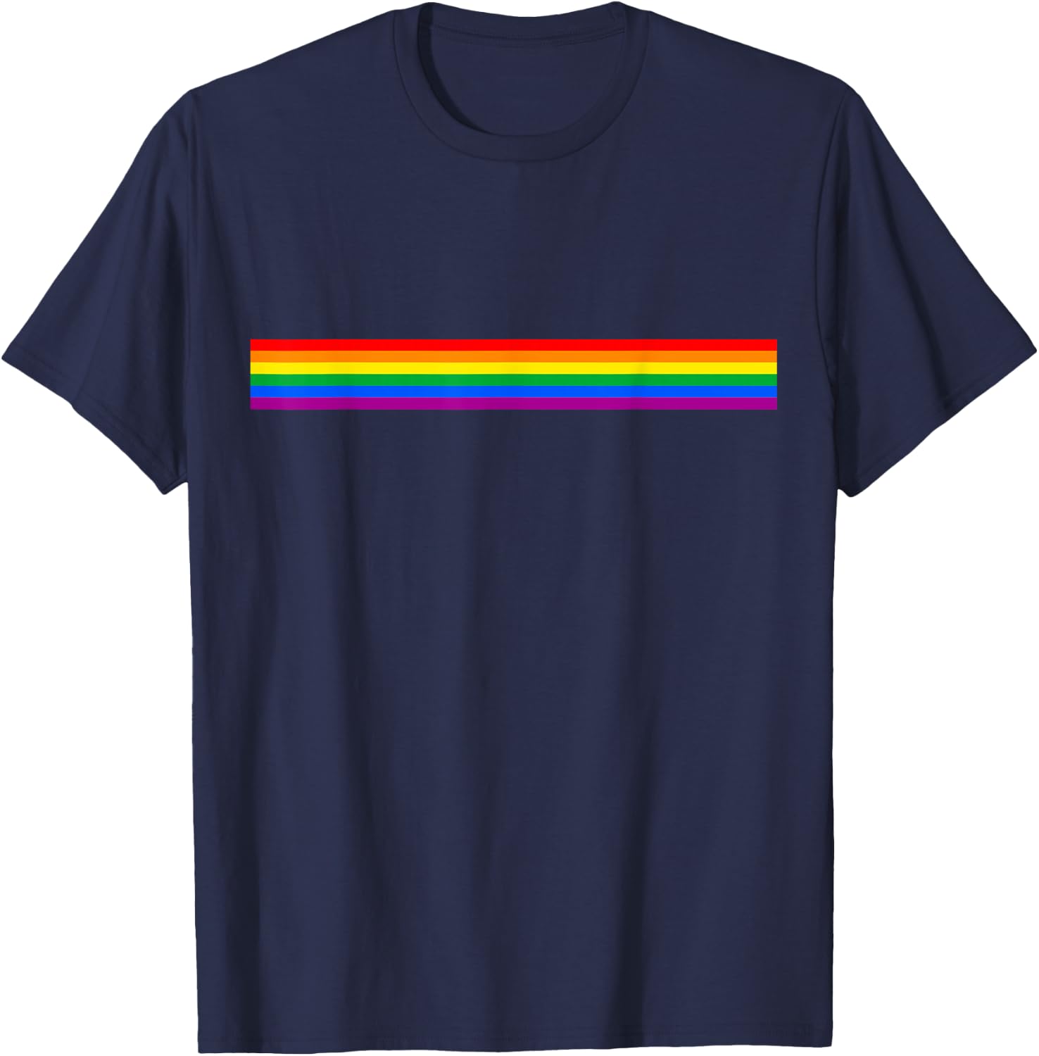 LGBT Flag Pride Month Rainbow Stripes Lesbian Gay Love , Black, S T-Shirt - T-Shirt | Navy
