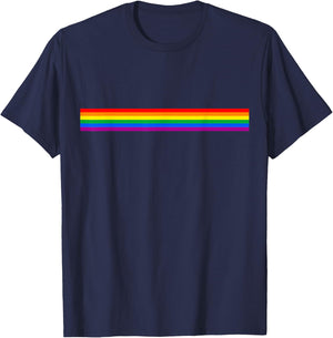 LGBT Flag Pride Month Rainbow Stripes Lesbian Gay Love , Black, S T-Shirt - T-Shirt | Navy