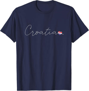 Hrvatska Liebe Kroatische Flagge und Herz auf Kroatien T-Shirt - T-Shirt | Navy