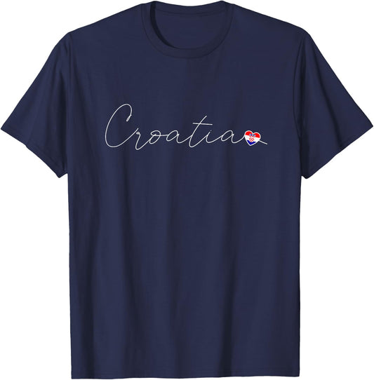 Hrvatska Liebe Kroatische Flagge und Herz auf Kroatien T-Shirt - T-Shirt | Navy