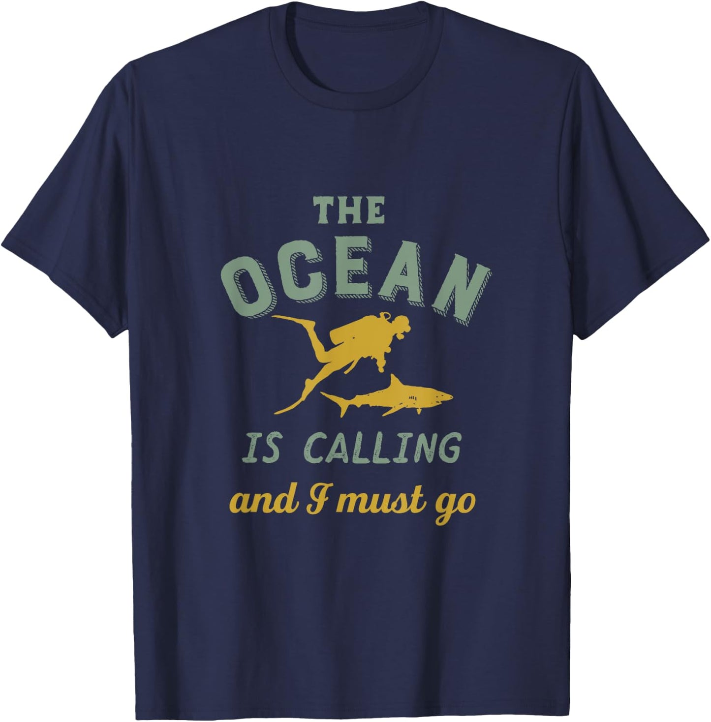 Vintage Scuba Diving for Diver The Ocean Is Calling T-Shirt - T-Shirt | Navy