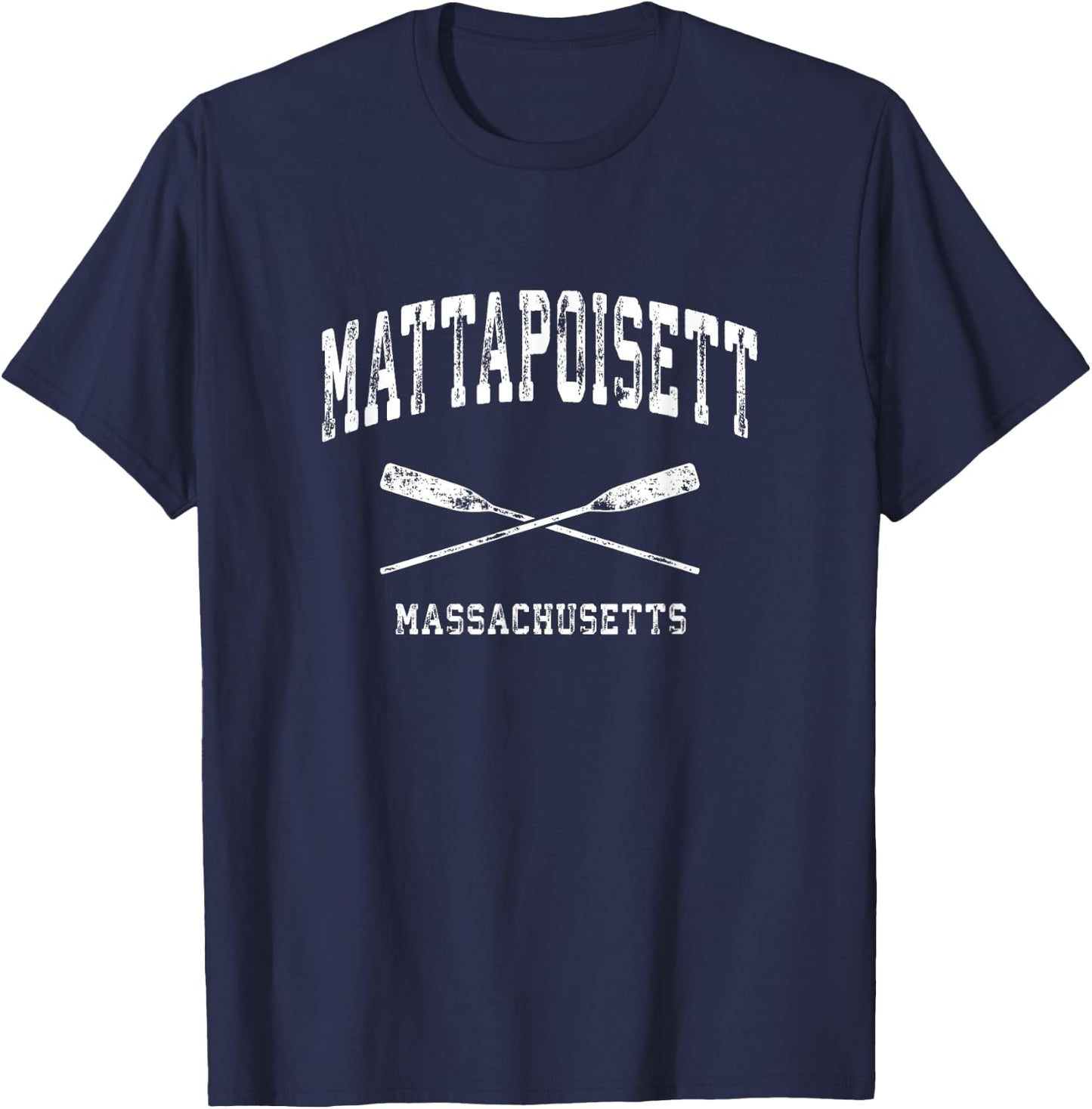 Mattapoisett Massachusetts Vintage Nautical Crossed Oars T-Shirt - T-Shirt | Navy