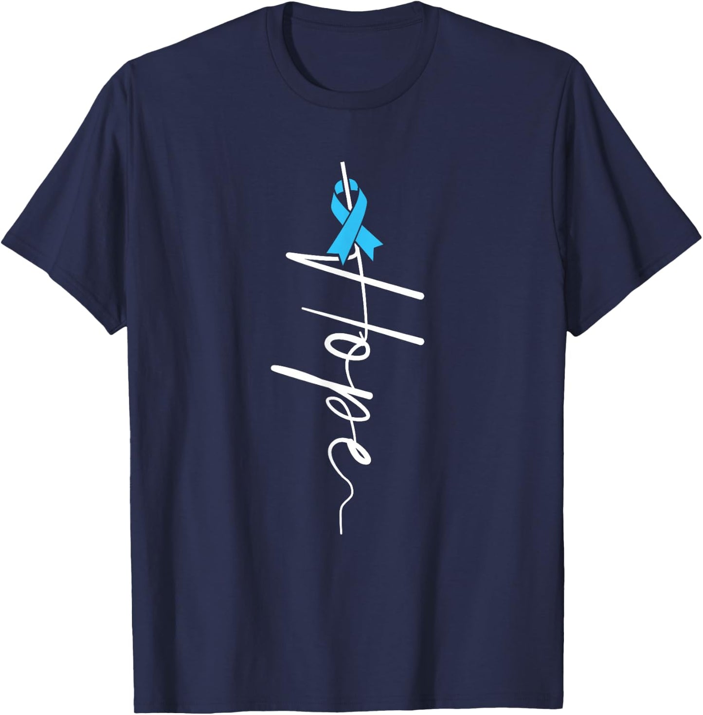 Hope Light Blue Ribbon Survivor Prostate Cancer Awareness T-Shirt - T-Shirt | Navy