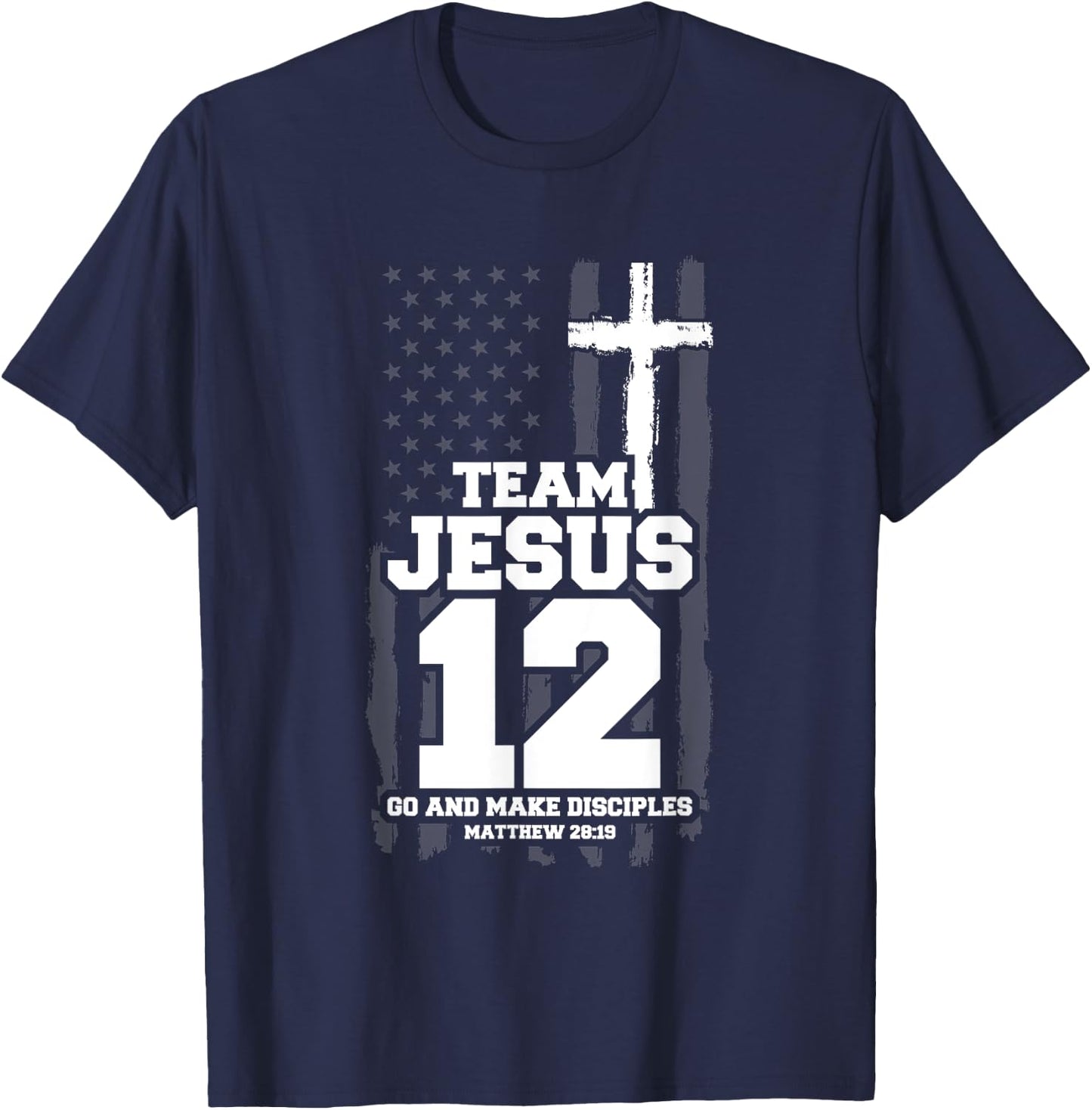 Jesus Baseball Team Jesus Christian Matthew 28:19 Verse T-Shirt - T-Shirt | Navy