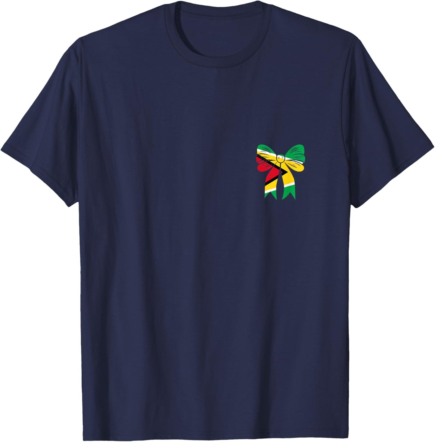 Guyanese Flag Coquette Bow Guyana Pride Dainty Ribbon Girls T-Shirt - T-Shirt | Navy