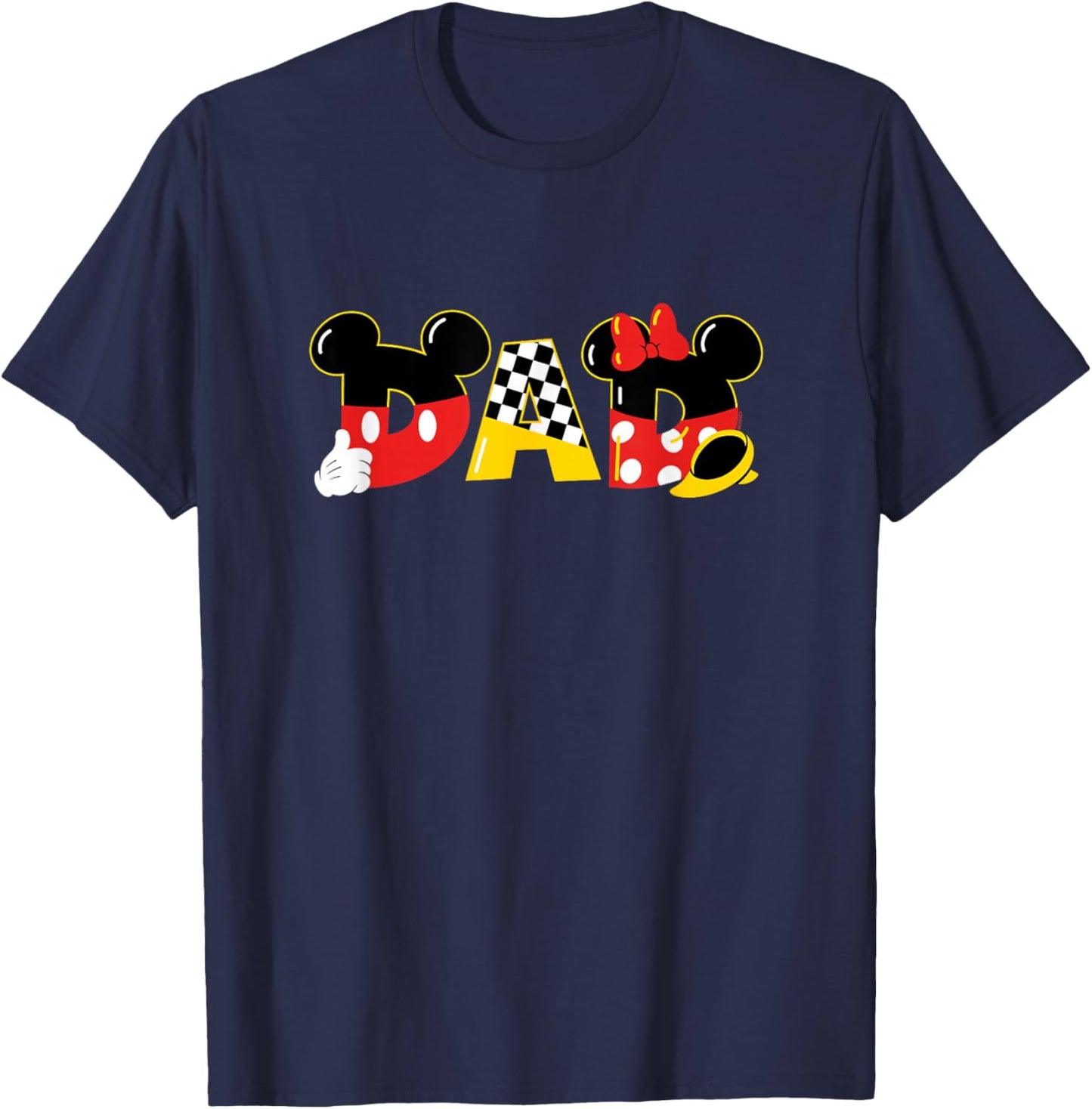 Disney Mickey Mouse & Minnie Mouse Dad Father's Day Birthday , Black, S T-Shirt - T-Shirt | Navy