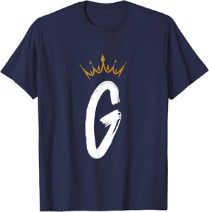 Queen King Letter G - Favorite Letter With Crown Alphabet T-Shirt - T-Shirt | Navy