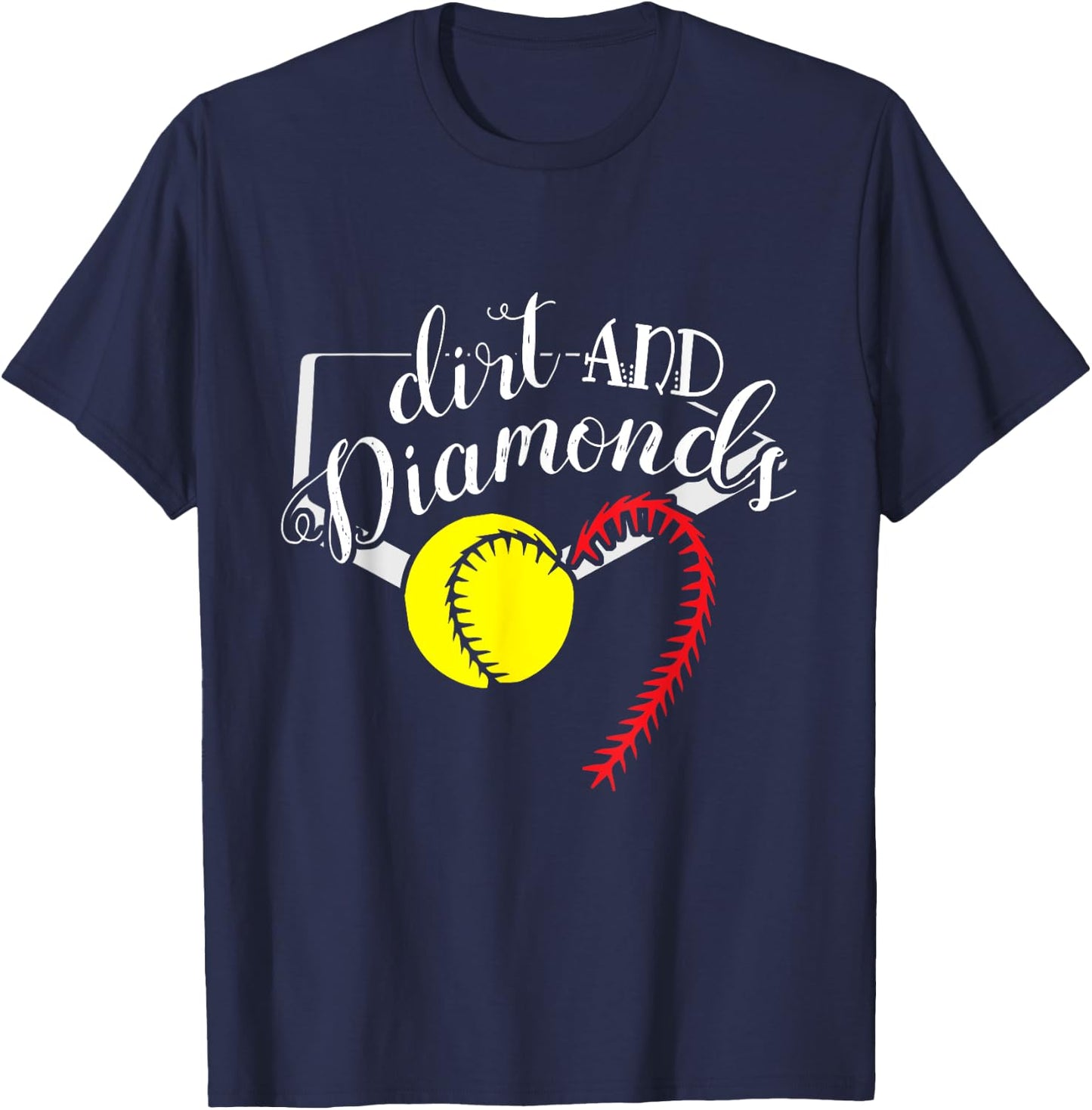 Softball Player Gift Dirt Diamonds Softball T-Shirt - T-Shirt | Navy