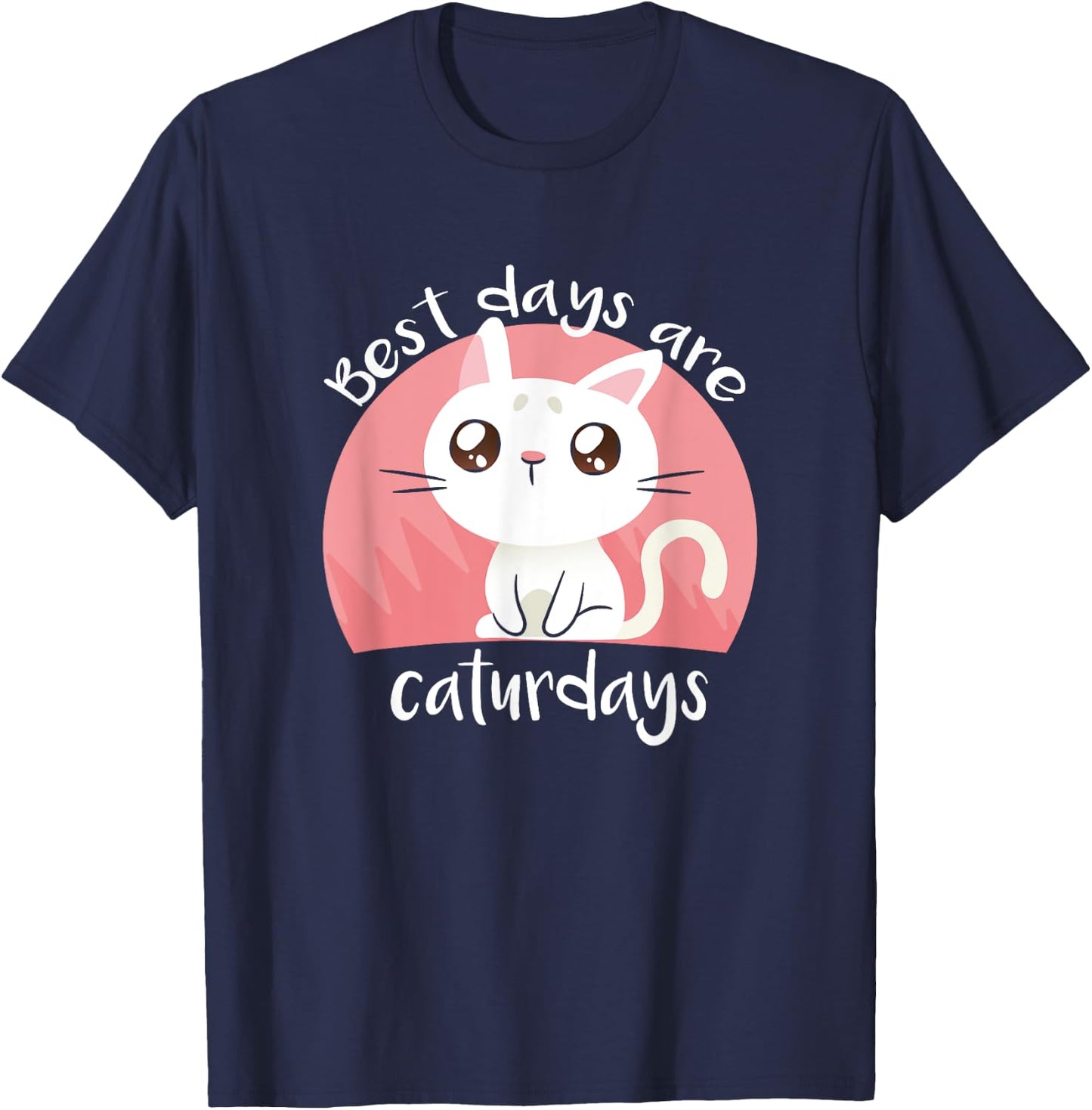 Best Days Are Caturdays - Cute Cat Shirt Gift Cat Lover Women Kids T-Shirt - T-Shirt | Navy