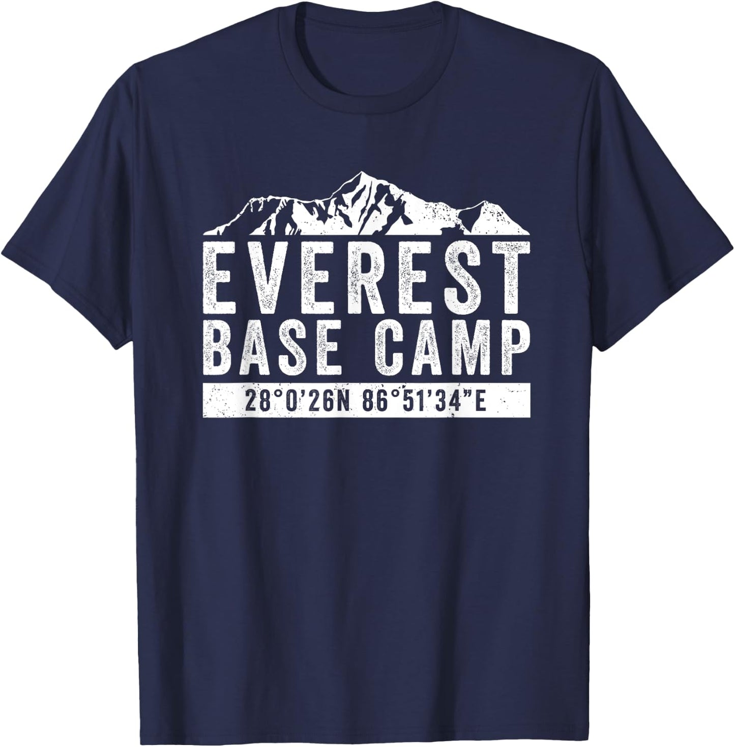 Everest Base Camp Coordinates Mt Everest Mountain Climbers T-Shirt - T-Shirt | Navy