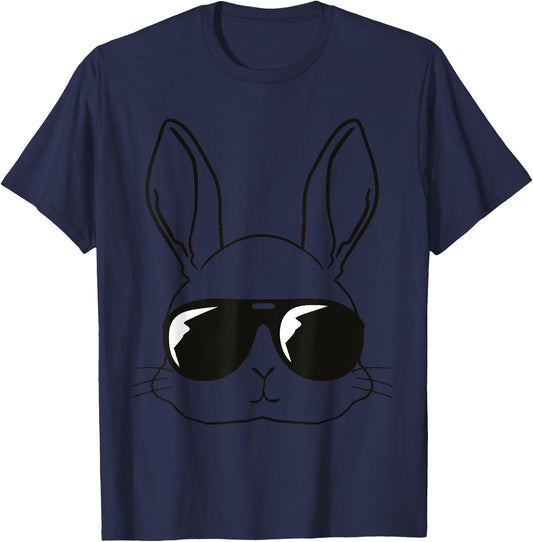Cool Easter Bunny Face Kids Men Boys Easter , gray T-Shirt - T-Shirt | Navy