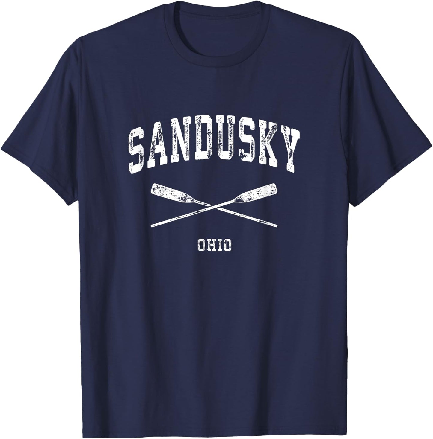 Sandusky Ohio Vintage Nautical Crossed Oars T-Shirt - T-Shirt | Navy