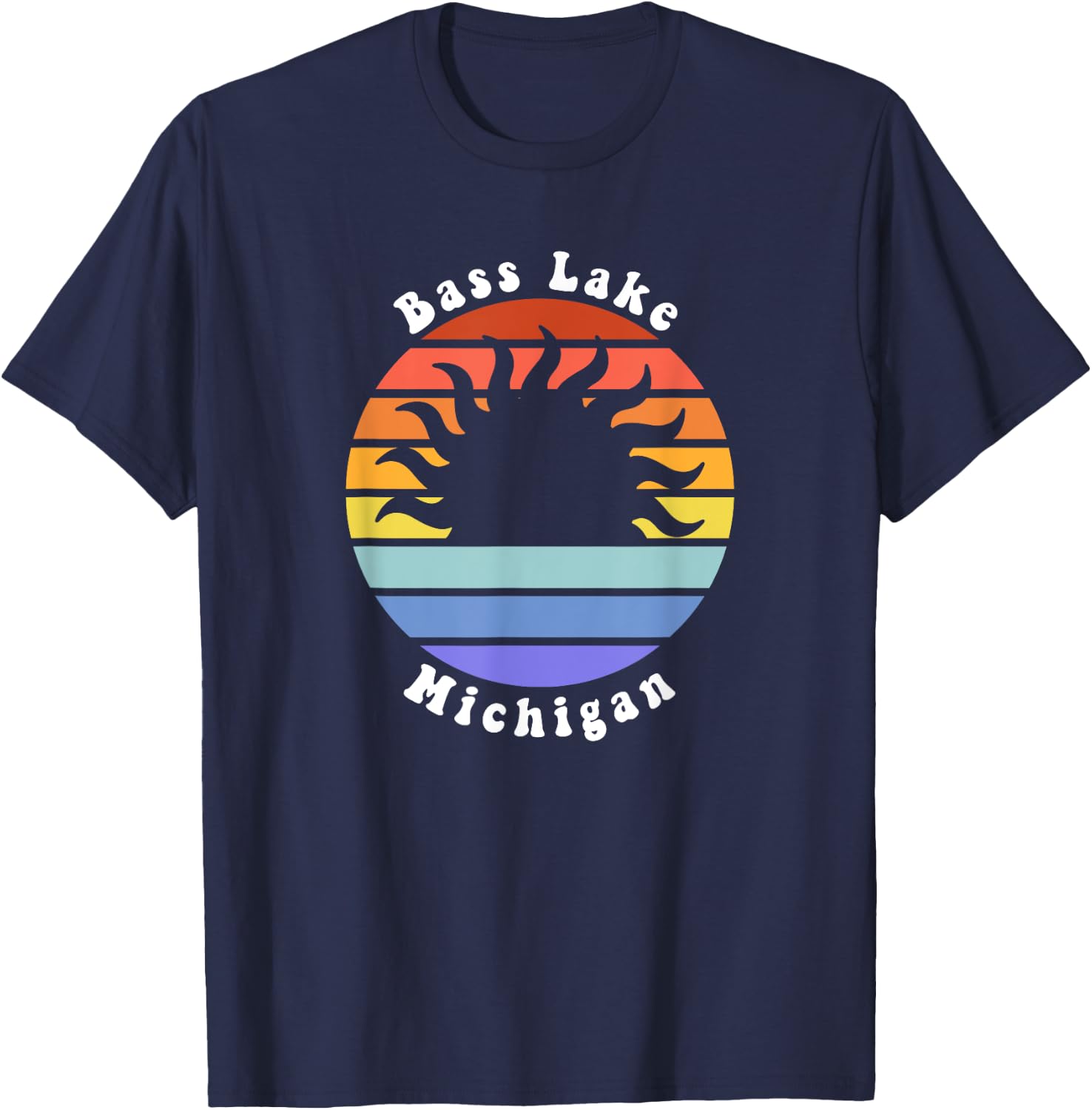 Bass Lake Michigan MI Sunset Summer Vacation Women Kids T-Shirt - T-Shirt | Navy