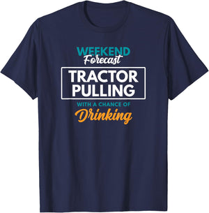Weekend Forecast Tractor Pulling T-Shirt - T-Shirt | Navy
