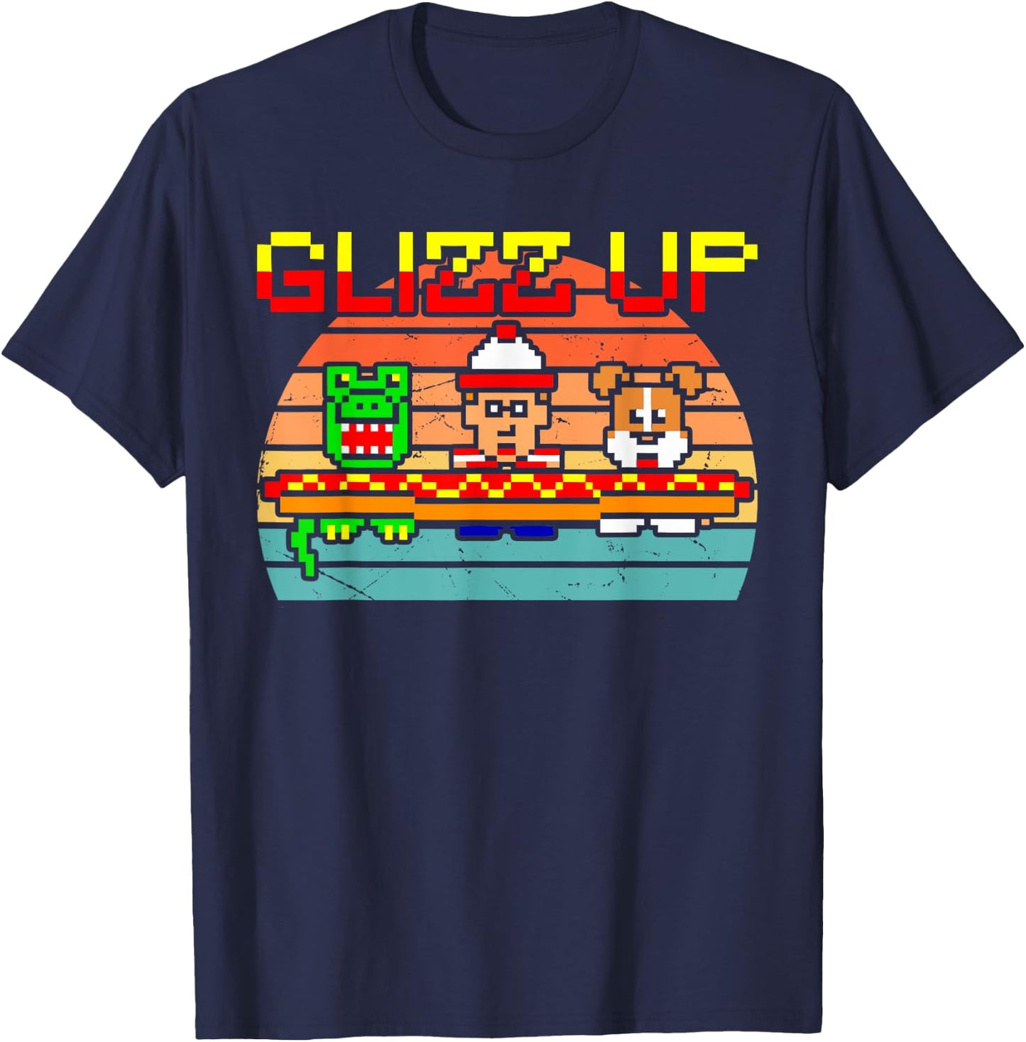 Glizz Up Retro Design T-Shirt - T-Shirt | Navy