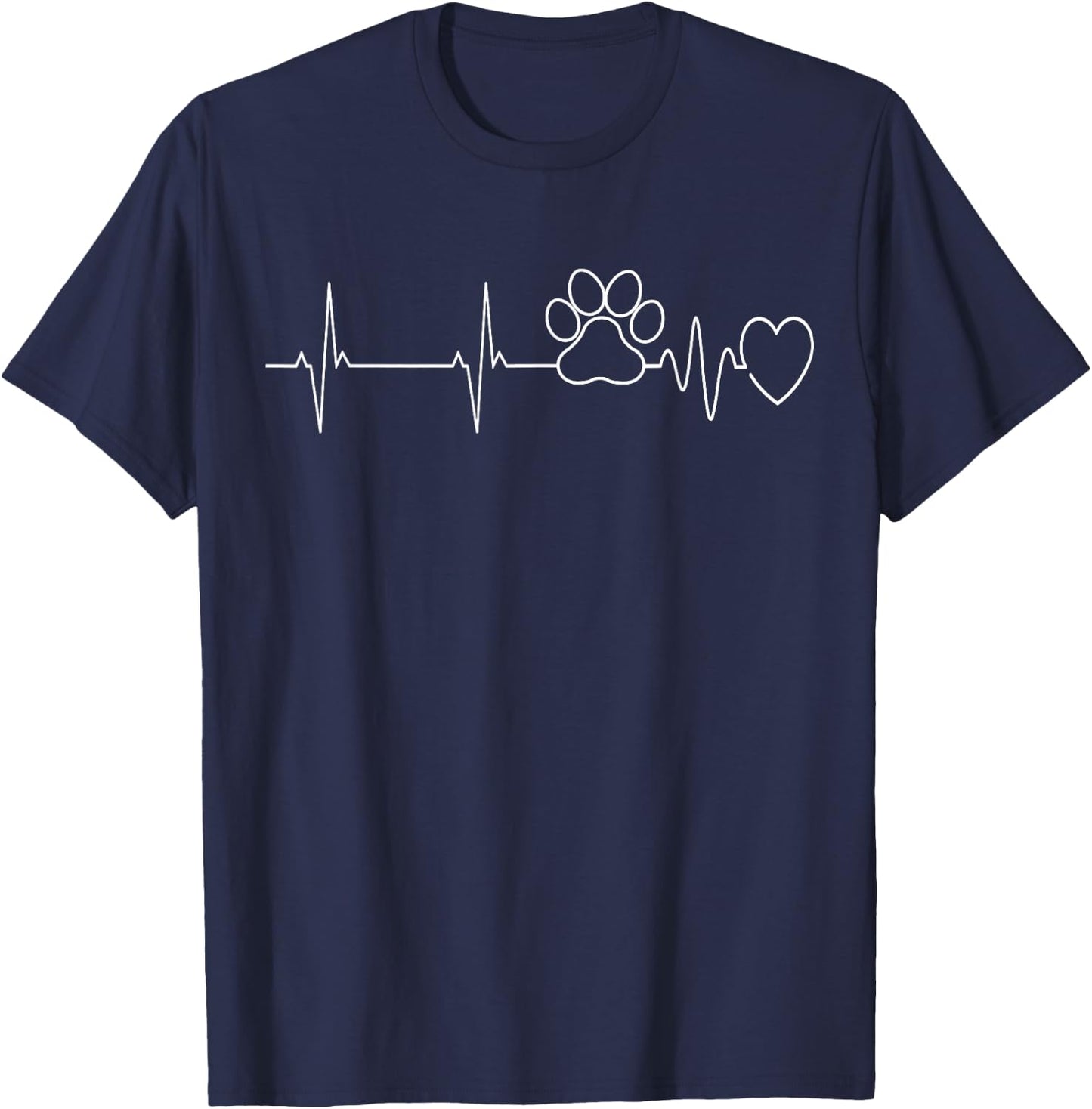Paw Print Heartbeat EKG Veterinary Technician Vet Tech Gift T-Shirt - T-Shirt | Navy