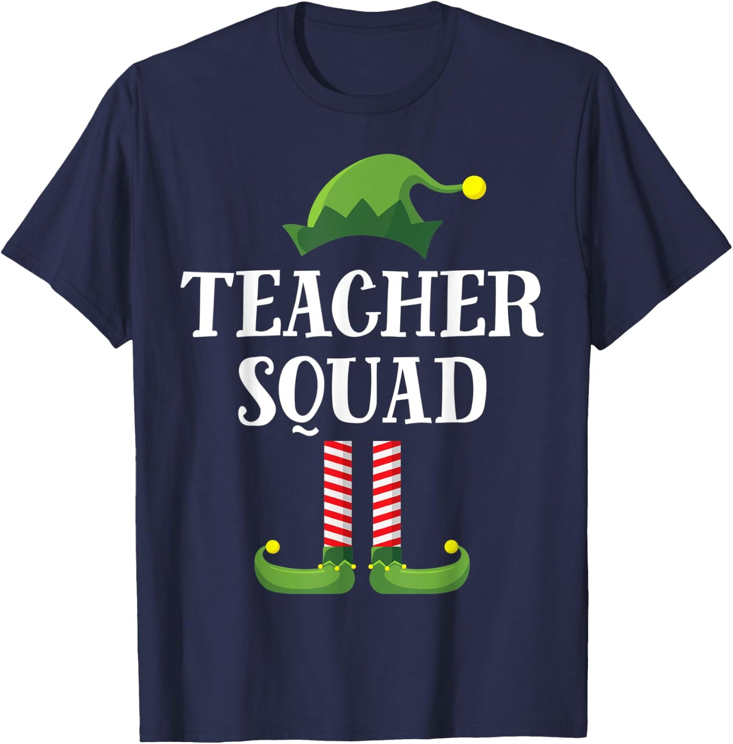 Teacher Squad Elf Matching Group Christmas School Party T-Shirt - T-Shirt | Navy