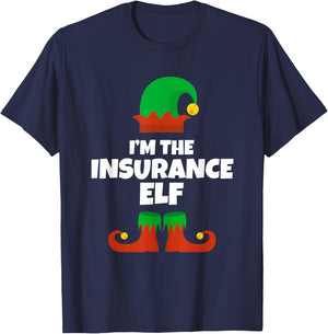 I'm The Insurance Elf Family Pajama Christmas Funny T-Shirt - T-Shirt | Navy