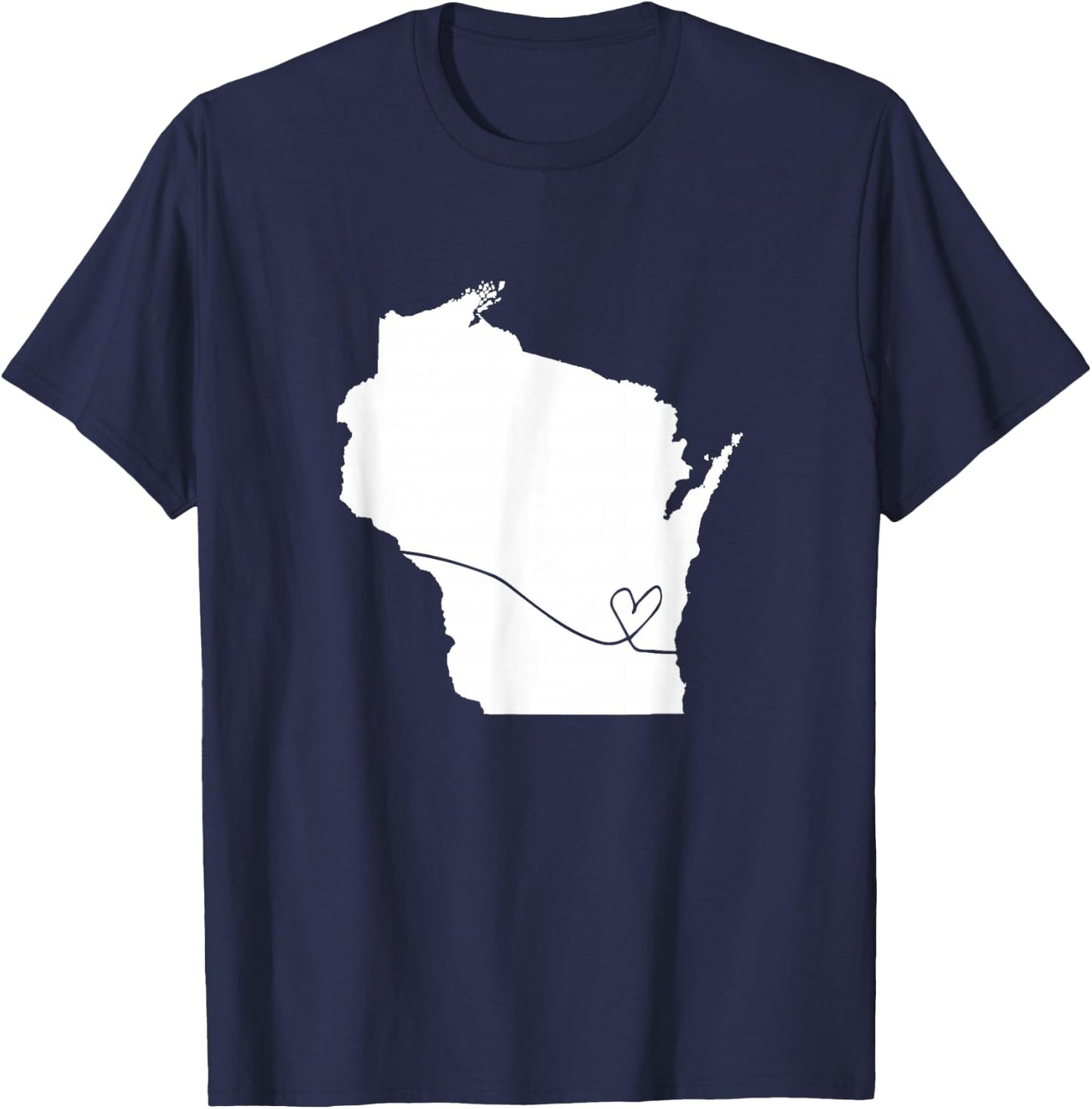 Wisconsin Love Heart Home State Midwest Wisco Vintage Retro T-Shirt - T-Shirt | Navy