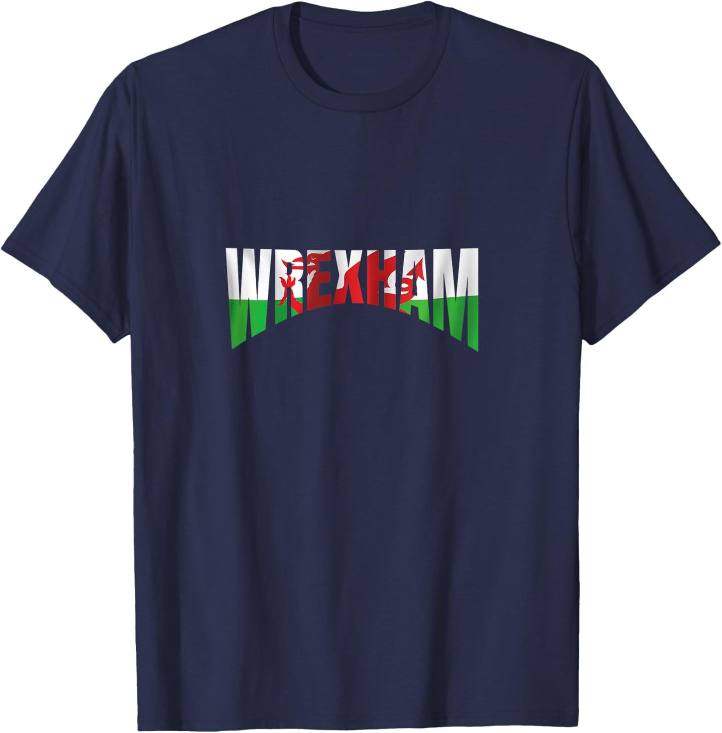 Wrexham Wales Flag Welsh Gifts Dragon Apparel Merchandise T-Shirt - T-Shirt | Navy