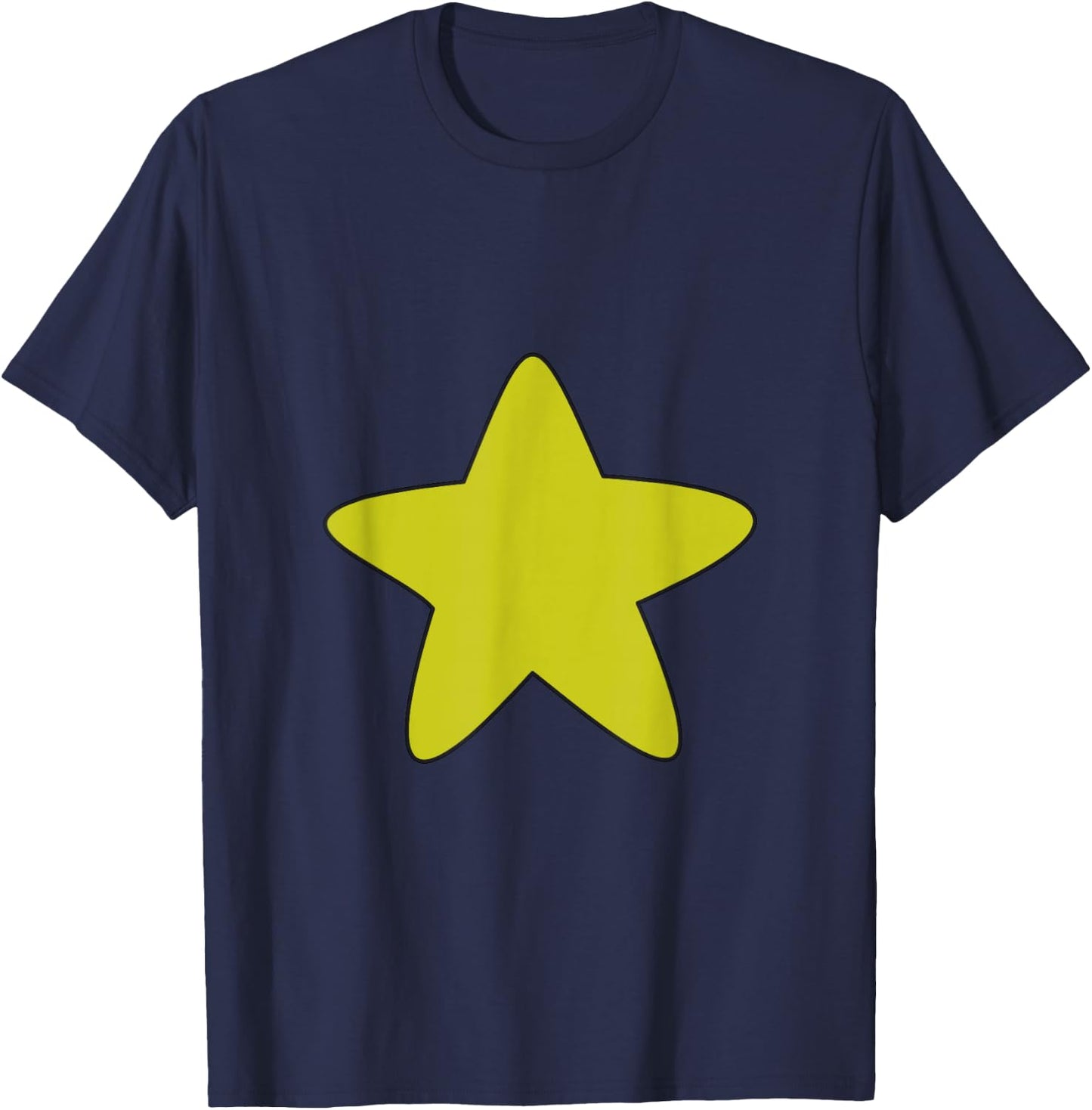 Bright Yellow Star Belly Shirt, Distressed Gold Star Stomach T-Shirt - T-Shirt | Navy