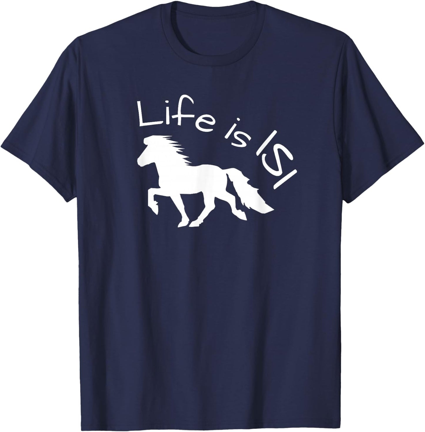 Schönes Islandpferd im Tölt – Life is ISI Statement T-Shirt - T-Shirt | Navy
