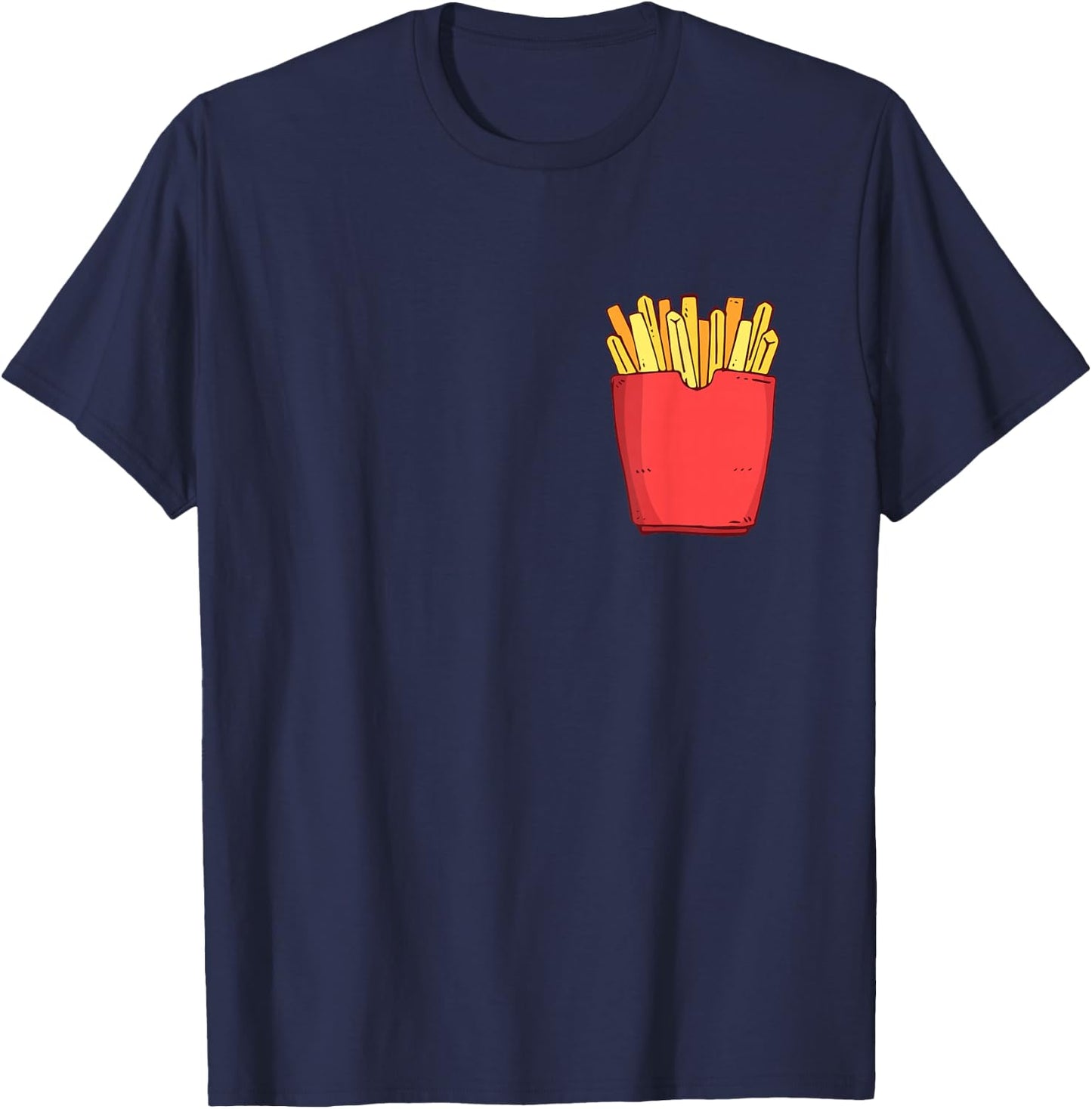 Fries Chest Pocket Pocket Fries Fast Food , black T-Shirt - T-Shirt | Navy