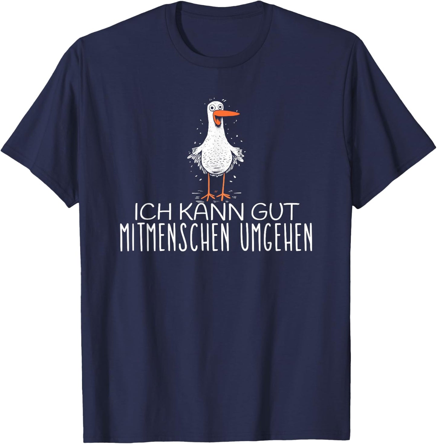 with German Text "Ich kann gut mitmenschen umgehen, black, S T-Shirt - T-Shirt | Navy