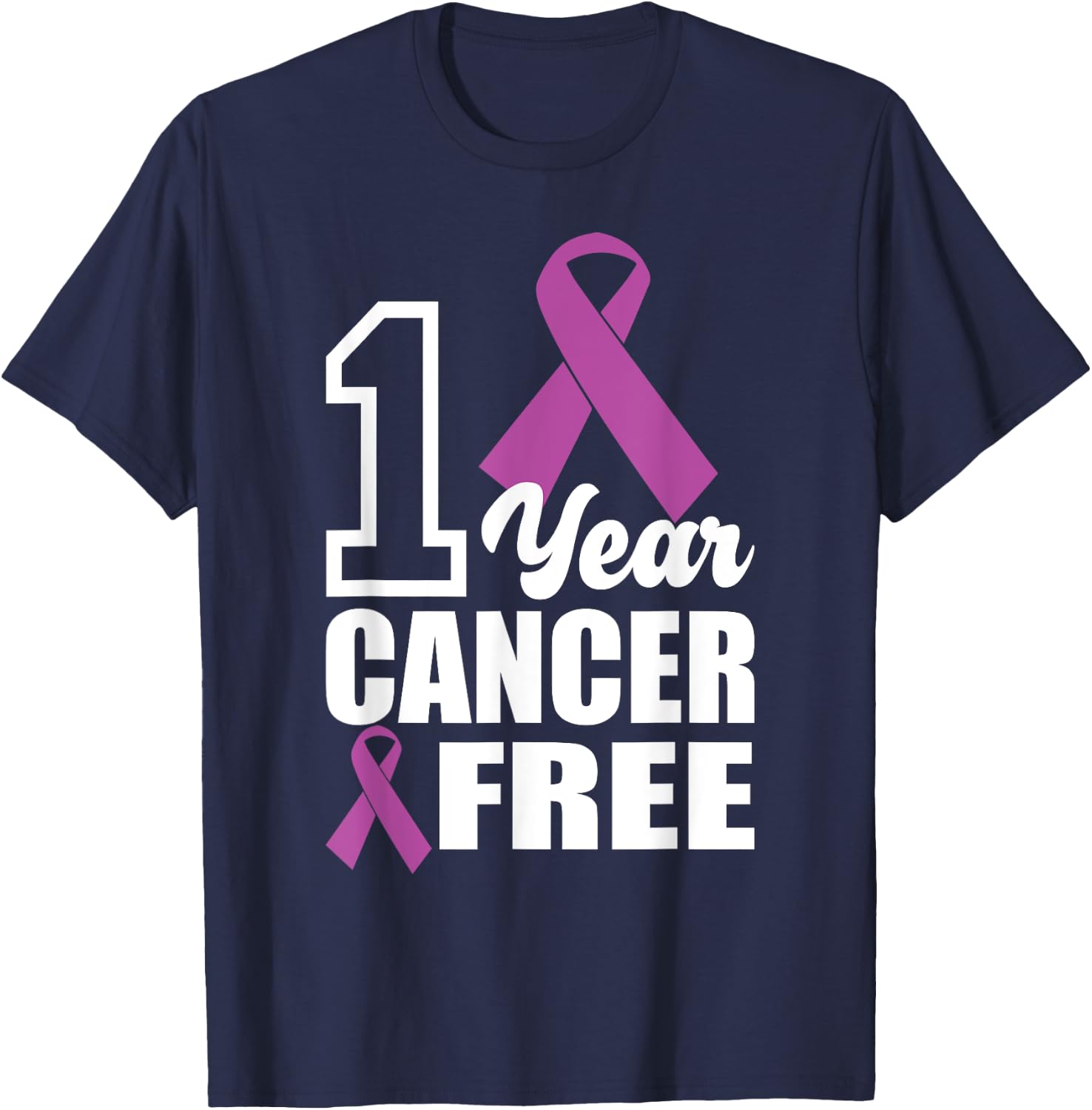 1 Year Cancer Free, Breast Cancer Survivor T-Shirt - T-Shirt | Navy