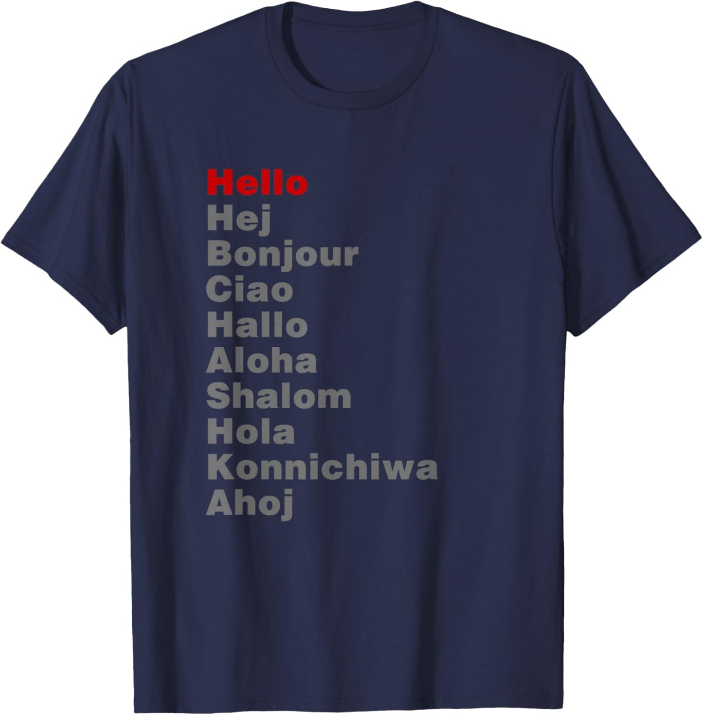 Hello in Different Languages Travel Backpacking T-Shirt - T-Shirt | Navy