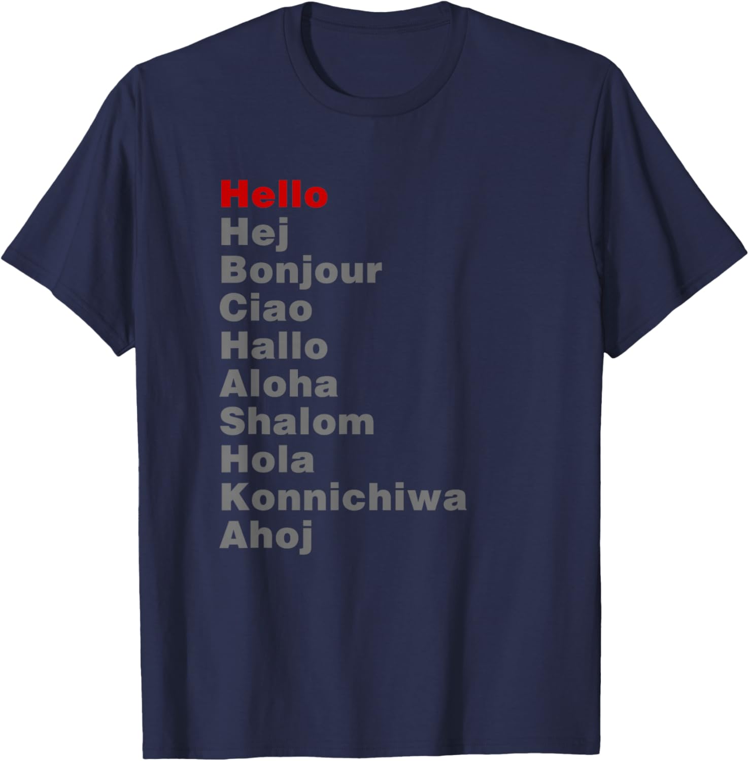 Hello in Different Languages Travel Backpacking T-Shirt - T-Shirt | Navy