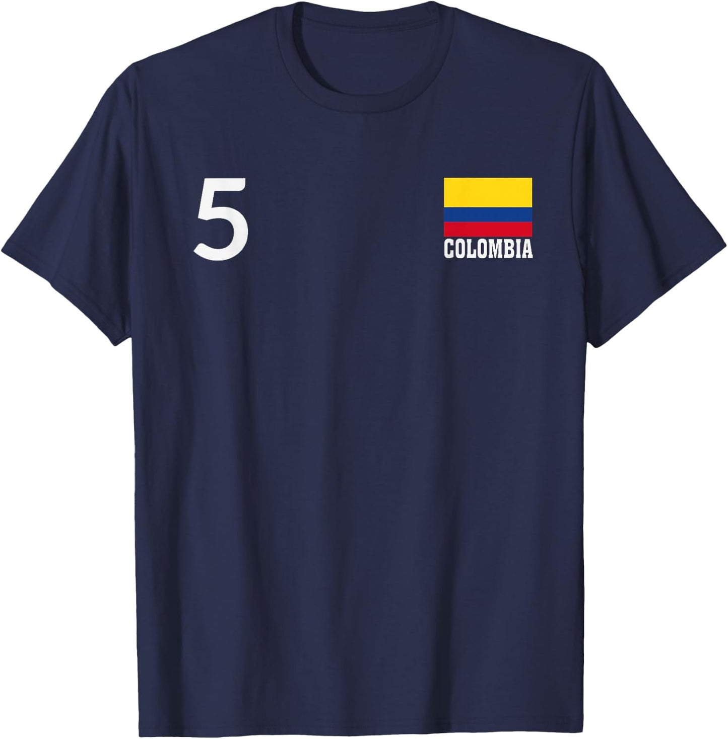 Colombia Number 5 National Flag Country Heritage T-Shirt - T-Shirt | Navy