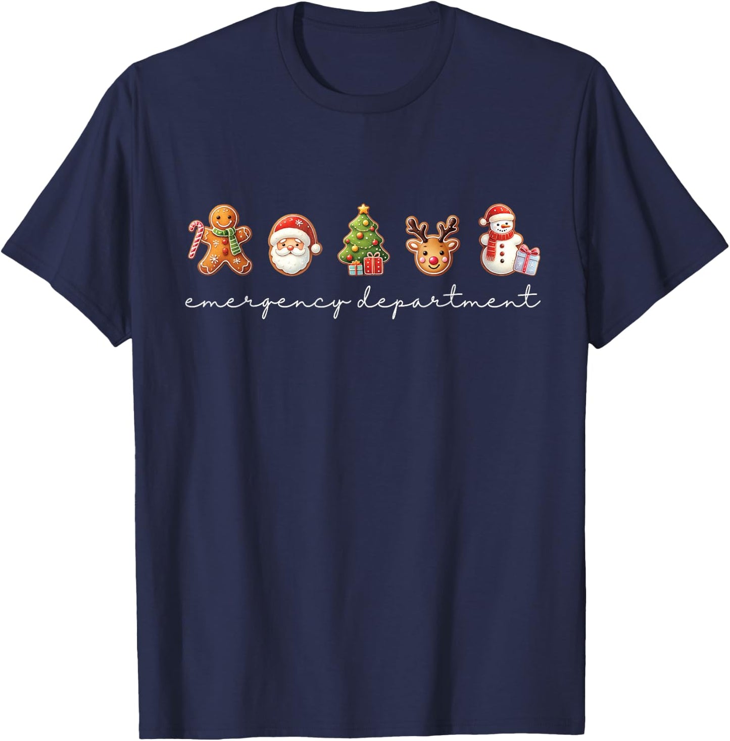 Emergency Department Christmas ED Tech Nurse Merry Xmas T-Shirt - T-Shirt | Navy