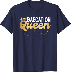 Baecation Couples Matching Vacation Bae Baecation Queen T-Shirt - T-Shirt | Navy