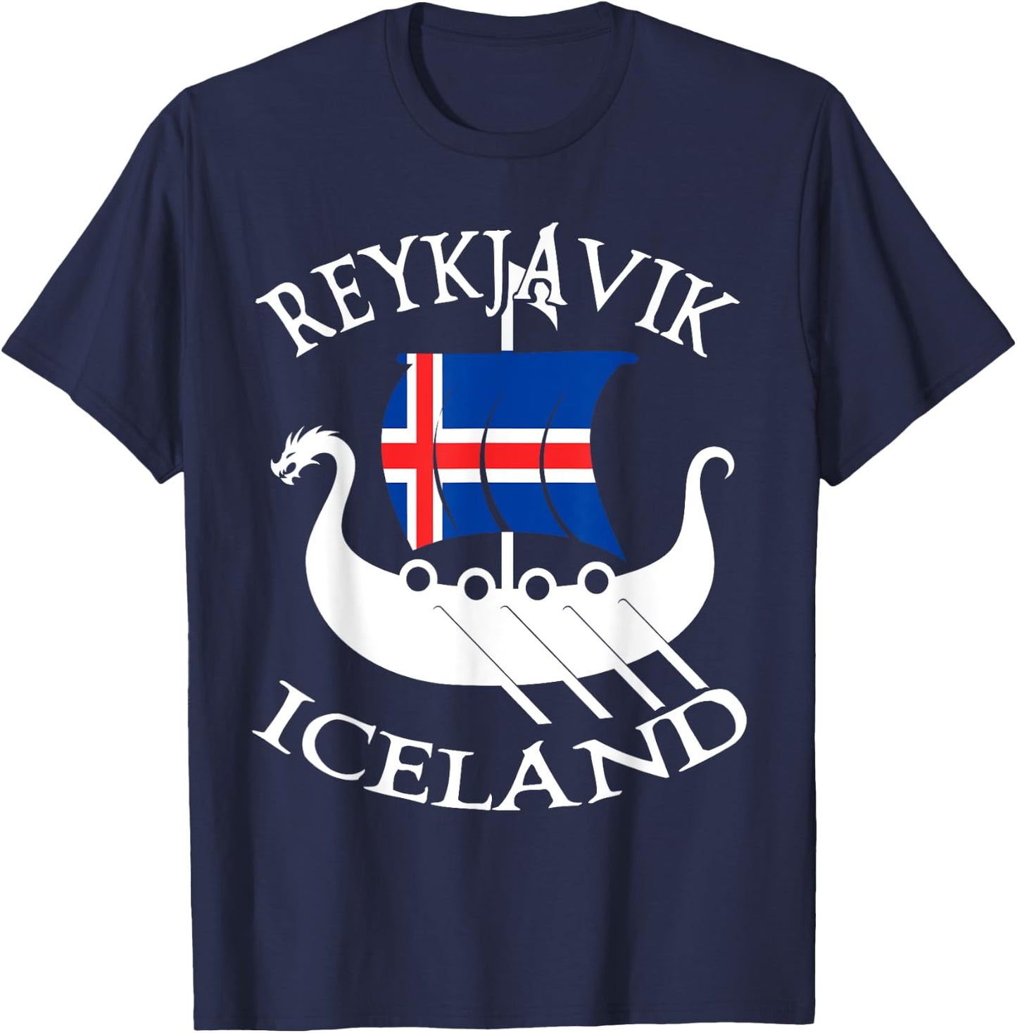 Reykjavik Viking Boat Iceland T-Shirt - T-Shirt | Navy