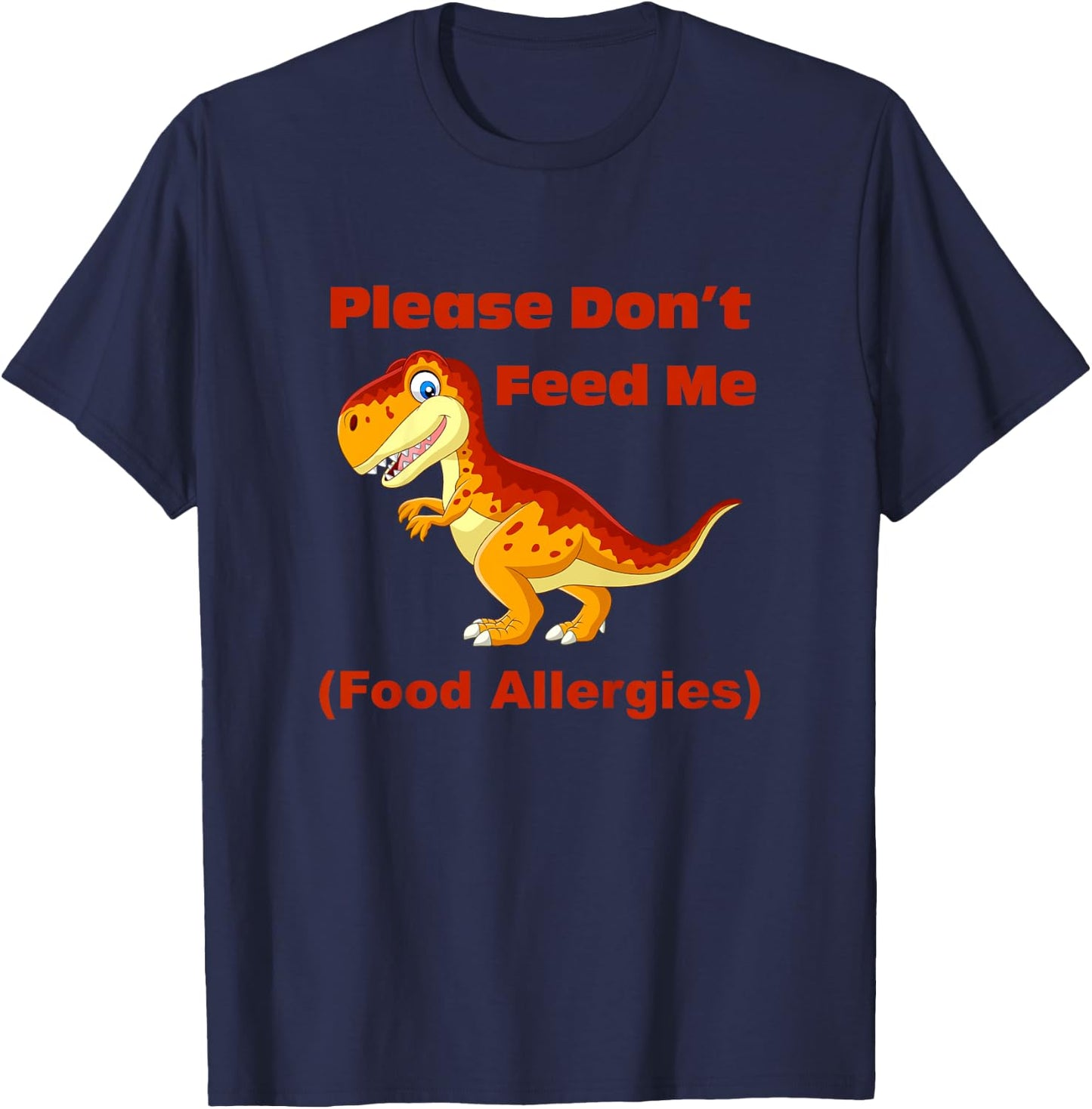 Food Allergy Toddler Kids with T-Rex T-Shirt - T-Shirt | Navy