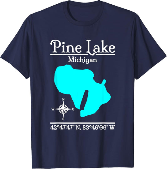 Pine Lake - Michigan T-Shirt - T-Shirt | Navy