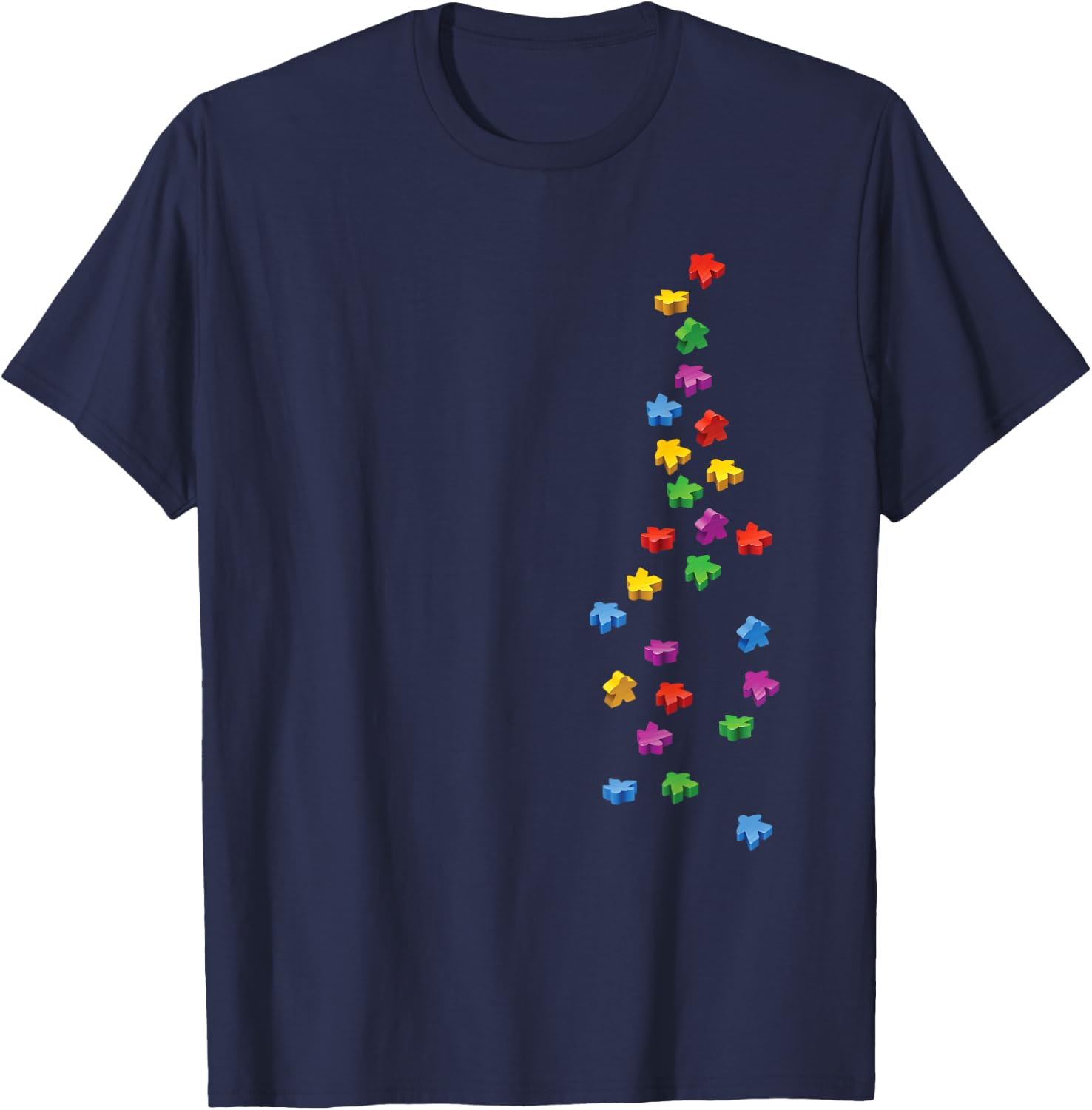 Falling Meeples - Brettspiele T-Shirt - T-Shirt | Navy