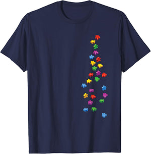 Falling Meeples - Brettspiele T-Shirt - T-Shirt | Navy