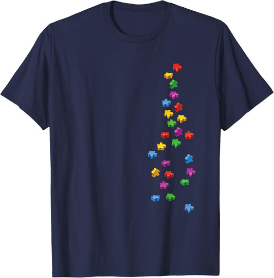 Falling Meeples - Brettspiele T-Shirt - T-Shirt | Navy