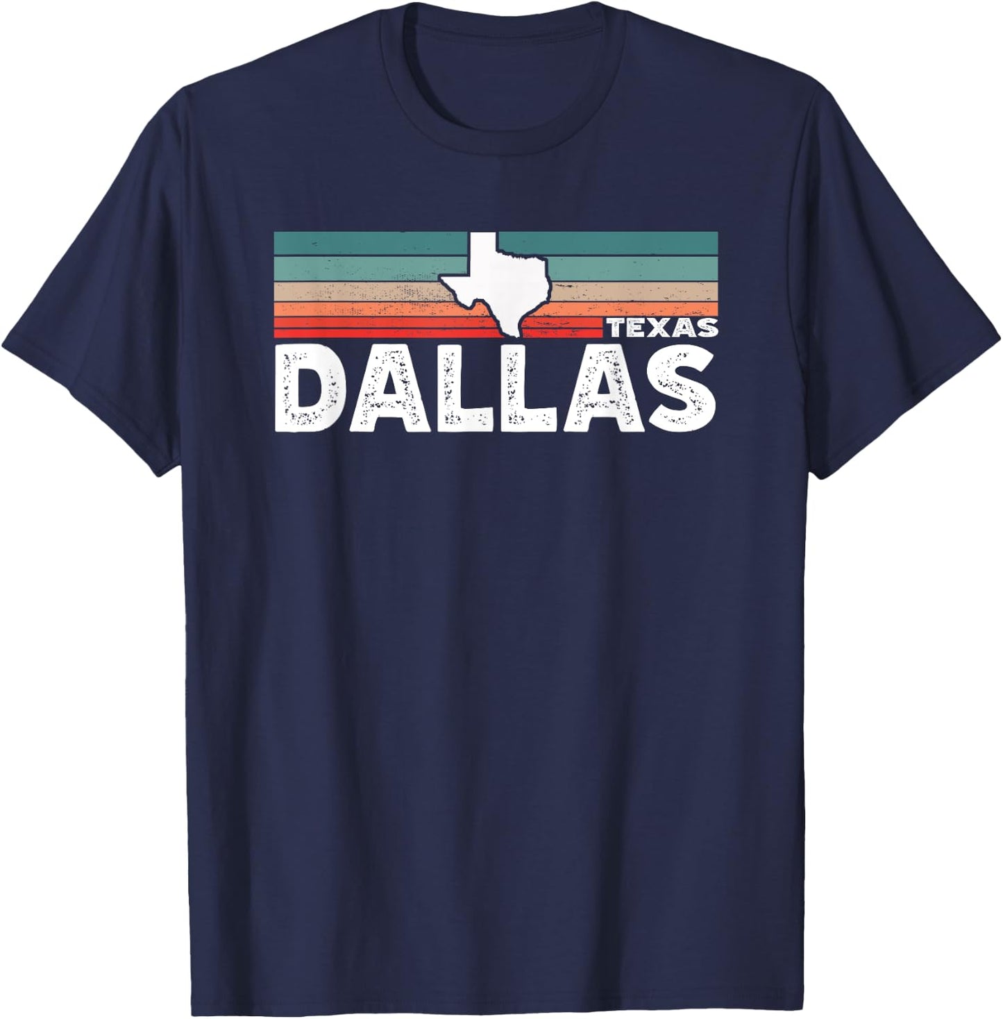 Vintage Retro Dallas TX Tourist Native Texas State T-Shirt - T-Shirt | Navy