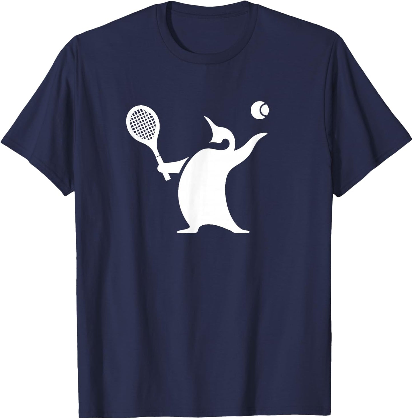 Minimalist Penguin Tennis Silhouette Design T-Shirt - T-Shirt | Navy