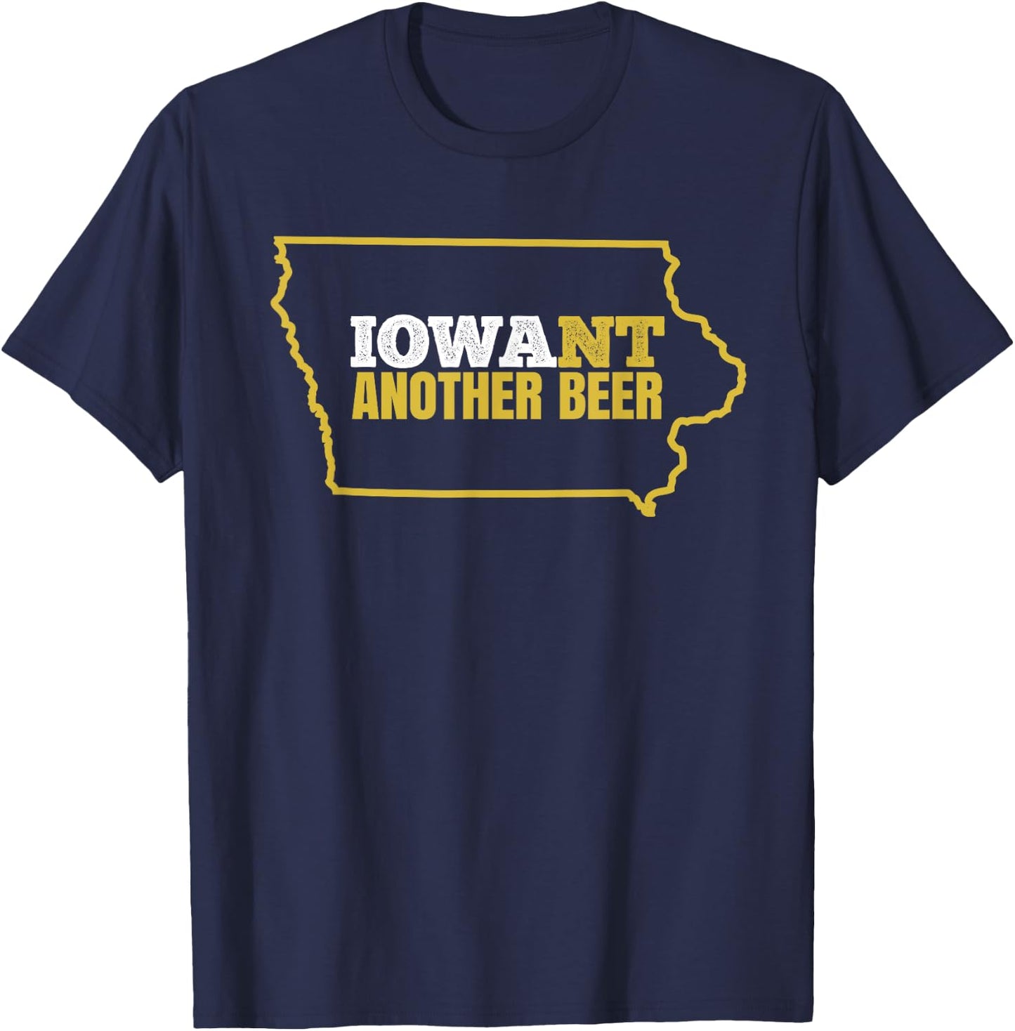 Funny Iowa Beer Shirt-Distressed Iowa State Map T Shirt T-Shirt - T-Shirt | Navy