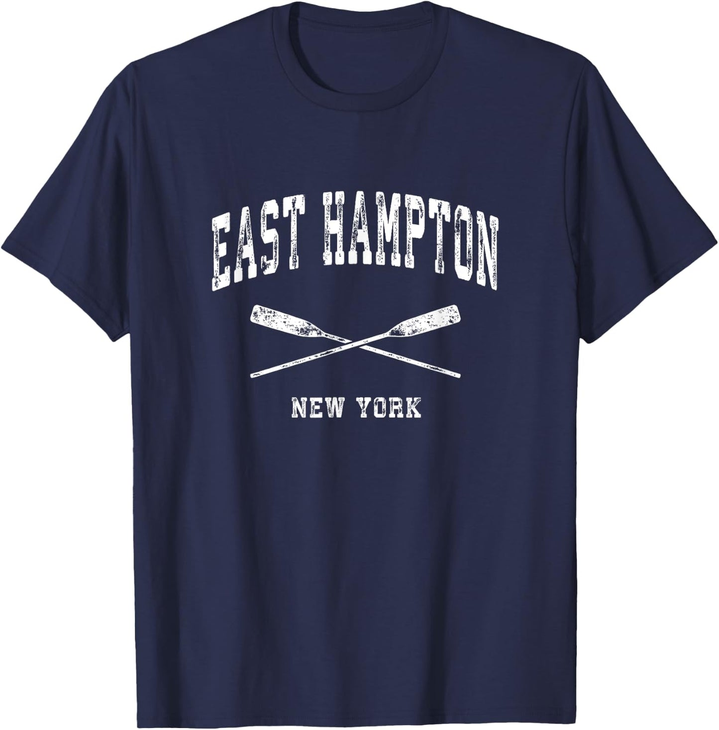 East Hampton New York Vintage Nautical Crossed Oars T-Shirt - T-Shirt | Navy