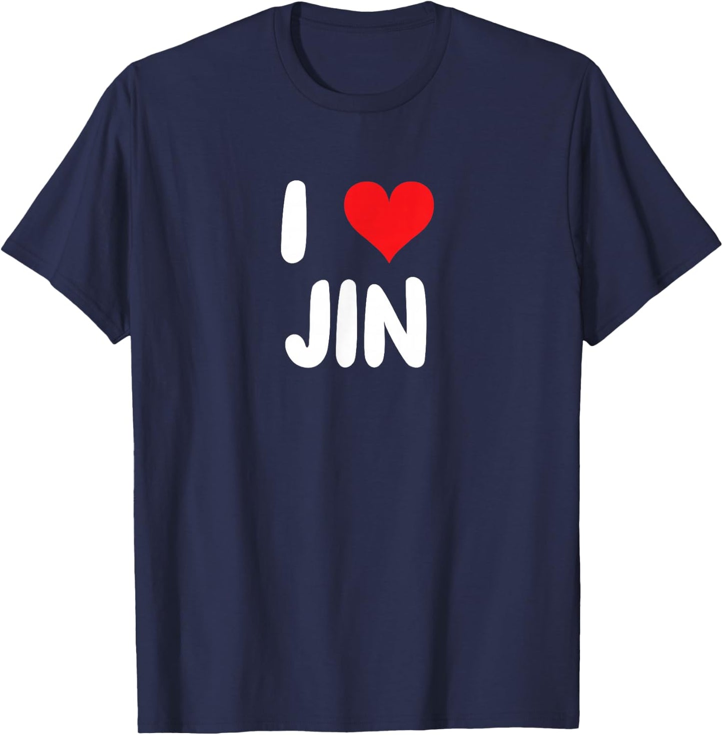 I Love Jin - Heart T-Shirt - T-Shirt | Navy