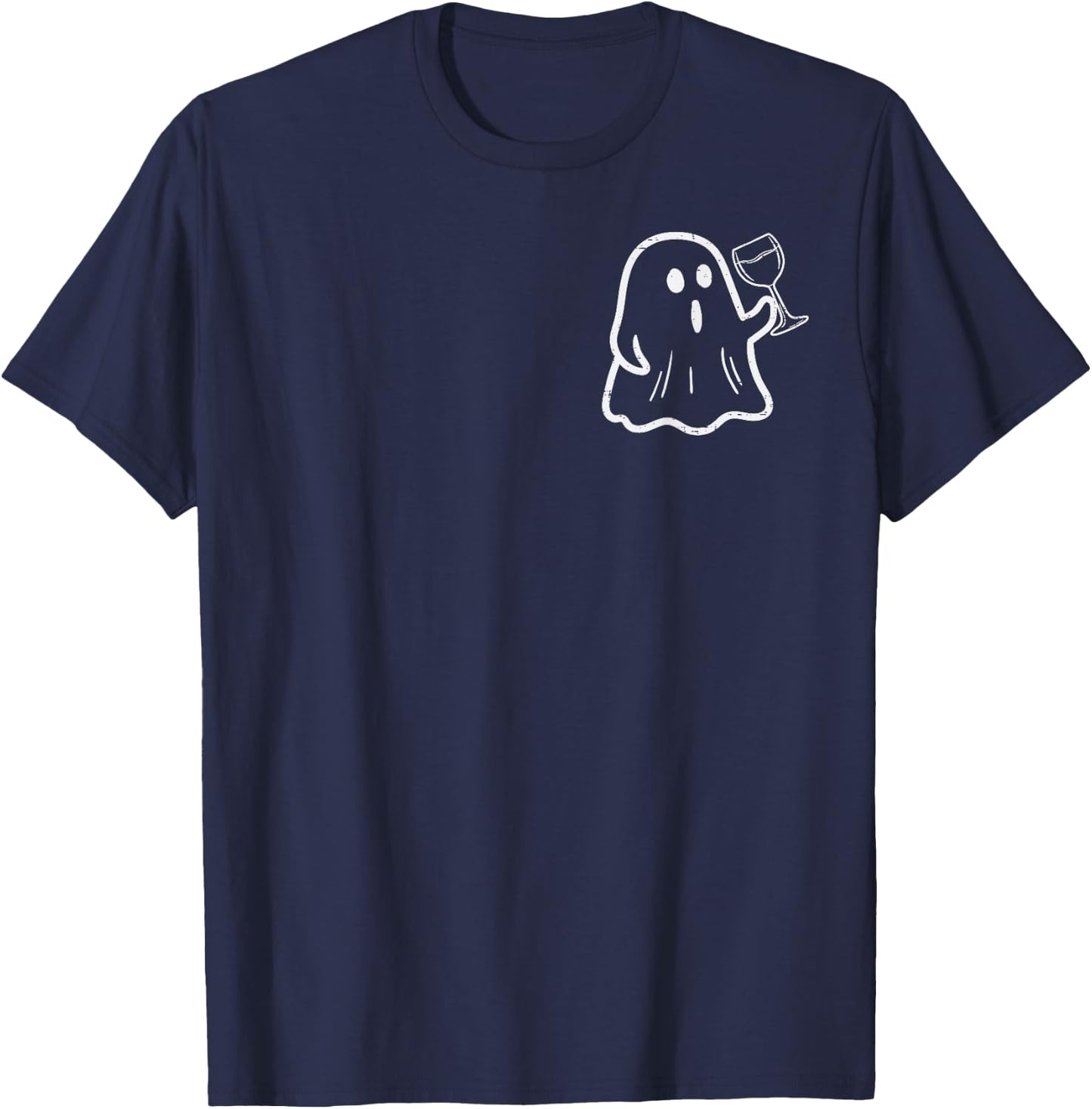 Ghost Wine Pocket Cute Hallowine Halloween Costume Women T-Shirt - T-Shirt | Navy