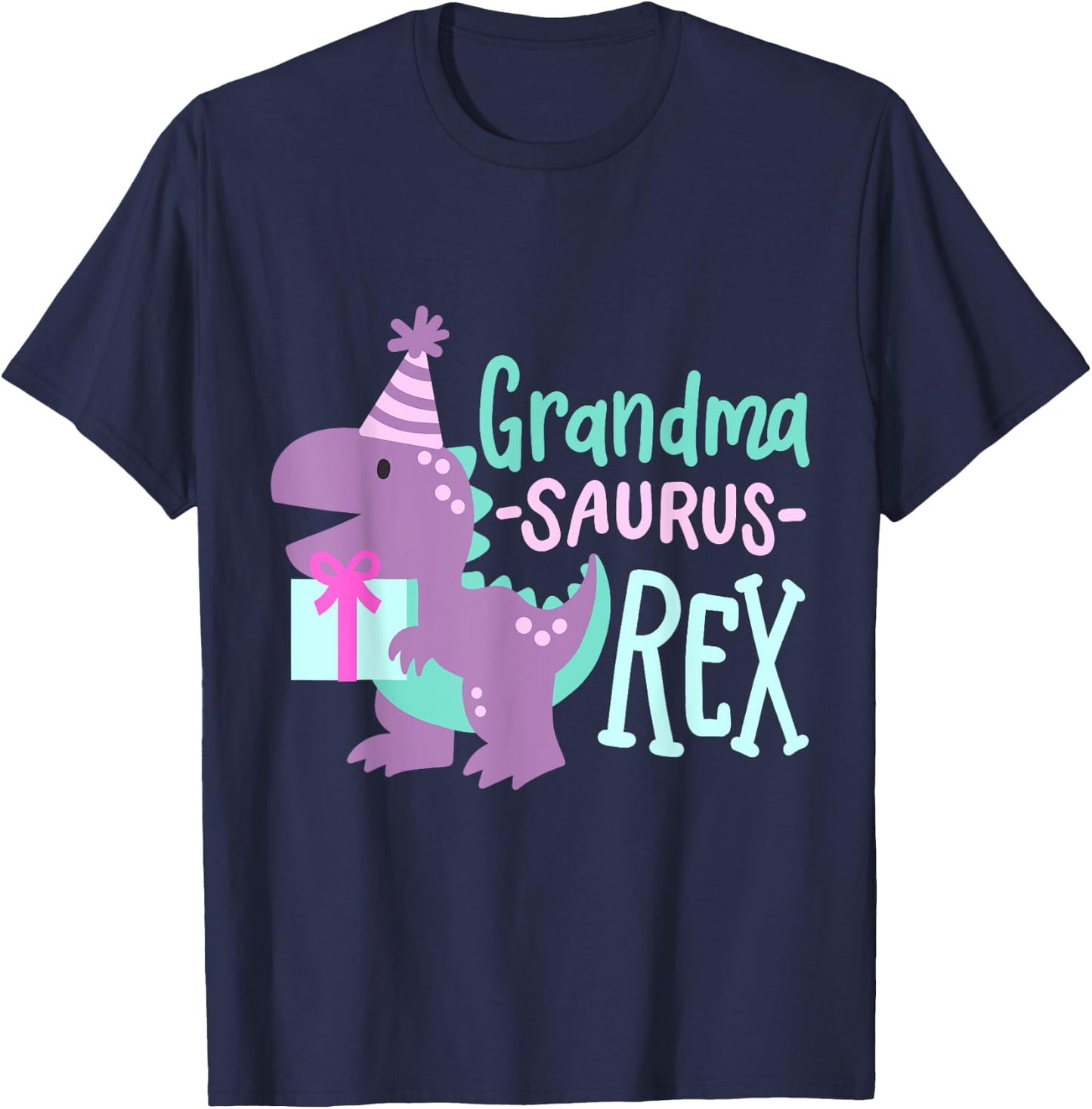 Dinosaur Birthday Grandma Saurus T Rex Family Matching Party T-Shirt - T-Shirt | Navy