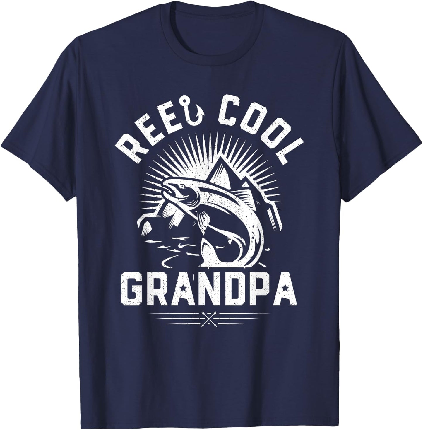 Reel Cool Grandpa Shirt Gift Funny Fishing Fathers Day T-Shirt - T-Shirt | Navy