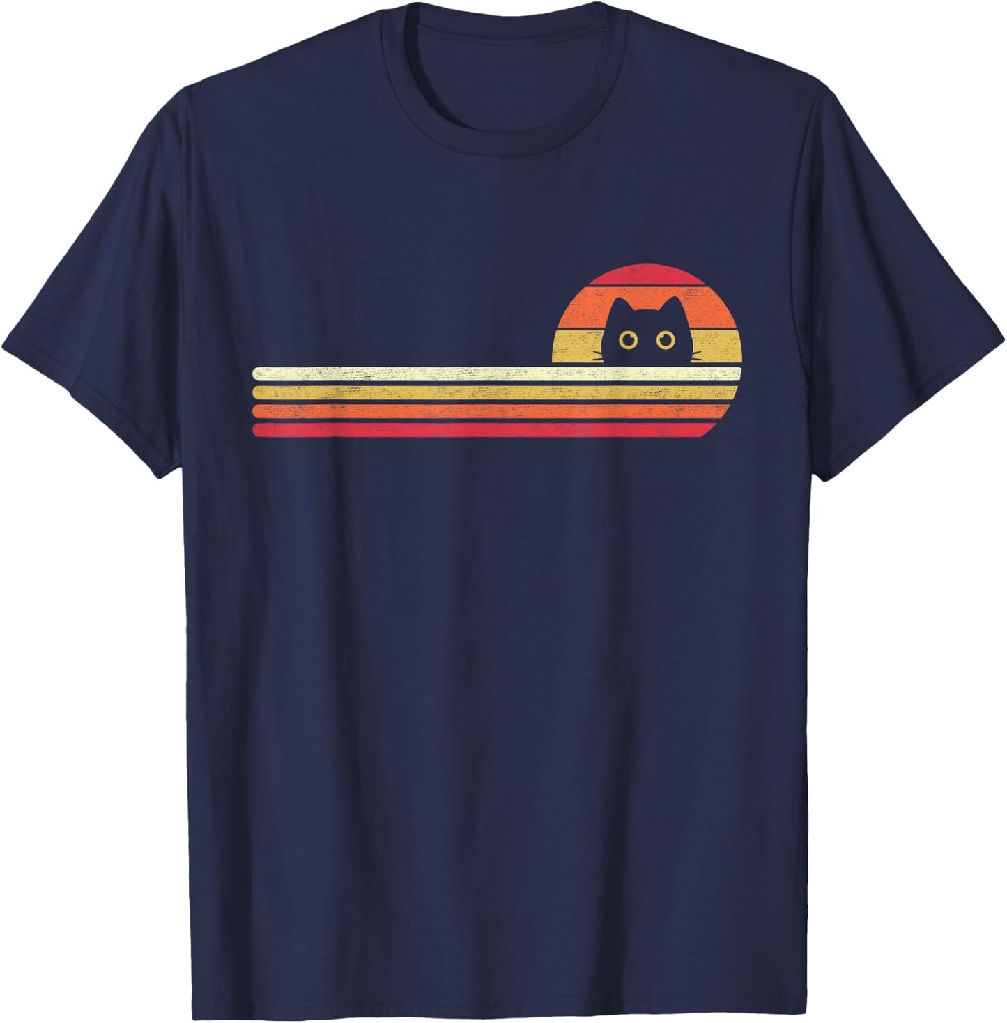 Funny Cat Shirt Cute Retro Vintage 70s 80s Style Cats Lover T-Shirt - T-Shirt | Navy