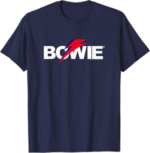 David Bowie Aladdin Sane Lightning Logo , Black, S T-Shirt - T-Shirt | Navy